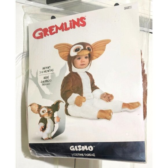 Gremlins Gizmo Infant Costume Baby 3-6 Months Halloween SOFT Jumpsuit Hood NEW